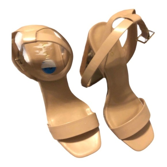 Aldo tan open toe stacked gold mirrored wooden platform heels size 10‎ brand new - Picture 9 of 14